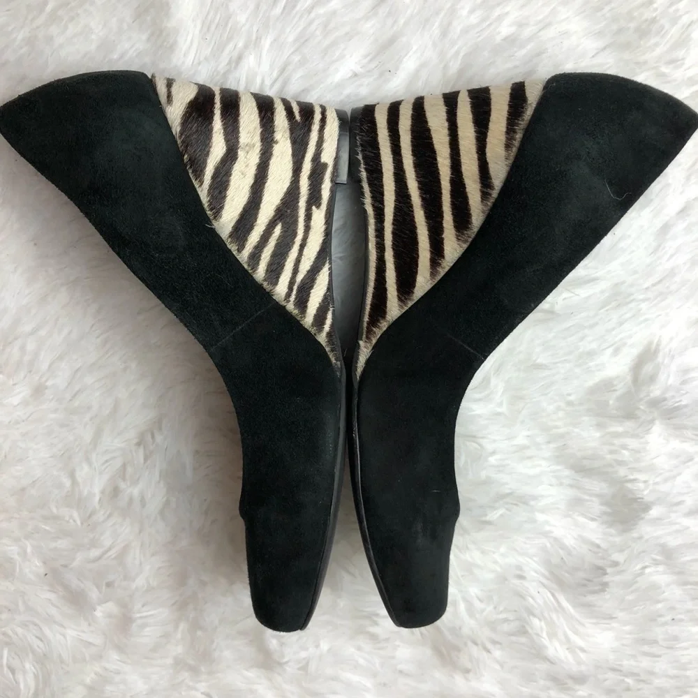 ANTONIO MELANI Black Suede/Zebra Print Calf Hair
